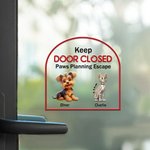 Personalizado Mantenga la puerta cerrada 1-4 Mascotas de dibujos animados 3D Impermeable Ventana Puerta Calcomanía con nombre Cumpleaños inauguración de la casa Regalo para los amantes del perro gato