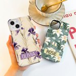 Gepersonaliseerde stijlvolle Retro Geboorte Bloem Telefoon Case voor iPhone met Naam Verjaardag Moederdag Gift voor Vriendin Familie