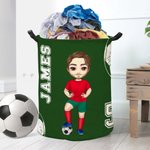 Personalised Ball Sport Cartoon Character Large Name Collapsible Laundry Storage Basket with Handle Housewarming Birthday Gift for Sports Lover