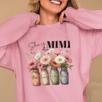 Personalizado Pequeño Jarrón de Margarita Diseño Ella es Mimi Camiseta Sudadera con Título Regalo del Día de la Madre para Mamá Abuela