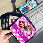 Personalisierte Y2K-Stil Cartoon-Charakter Gepäck Griff Wrap mit Namen Satz von 2 Reise-Accessoires Geburtstagsgeschenk für Travel Lovers