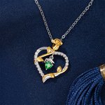 Personalized Dainty Grad Cap Zircon Rose Heart Necklace with Birthstone Valentine's Day Graduation Birthday  Gift for Women Graduates