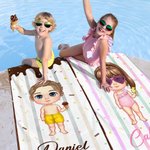 Personalized Chocolate Ice Cream Cartoon Kid Oversized Quick Dry Beach Towel with Name Birthday Summer Vacation Essentials Gift for Boys Girls