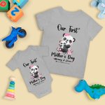 Camiseta personalizada Día de la Madre Nuestro Primer Bebé Conjunto de body con panda de flores y nombres Regalo del Día de la Madre para la nueva mamá Bebé