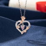 Personalized Dainty Grad Cap Zircon Rose Heart Necklace with Birthstone Valentine's Day Graduation Birthday  Gift for Women Graduates