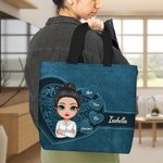 Borsa da spesa personalizzabile fino a 8 nomi stile vintage personaggio in stile cartone animato tote compleanno festa della mamma regalo per donne