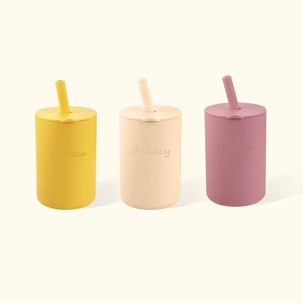 Baby Silicone Sippy Cups with Straw and Lid