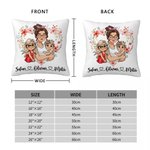 Guirnalda de corazones personalizada Mamá de dibujos animados y 1-2 niños Funda de cojín suave con nombres Decoración del hogar Regalo del Día de la Madre para mamá