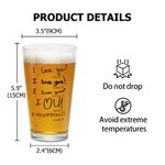 Personalized 1-6 Handwritten Text Design 16 oz Clear Beer Glass with Name and Age Father's Day Birthday Gift for Dad Grandpa Beer Lover