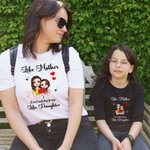 T-shirt personnalisé Like Mother like Daughter Son Cartoon Mother and Child 100% Cotton T-shirt with Names Mother's Day Birthday Gift for Kid Mom