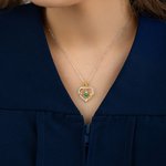 Personalized Dainty Grad Cap Zircon Rose Heart Necklace with Birthstone Valentine's Day Graduation Birthday  Gift for Women Graduates