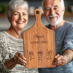 Personalisierte Cute 1-8 Namen Biscuit Familie Reversible Käse Charcuterie Schneidebrett mit Griff Made in USA Muttertag Geschenk für Oma Mom