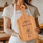 Personalisierte Cute 1-8 Namen Biscuit Familie Reversible Käse Charcuterie Schneidebrett mit Griff Made in USA Muttertag Geschenk für Oma Mom