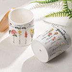 Personalisierte erste Mama jetzt Oma 1-12 Geburt Blumen keramische Sukkulente Pflanzer Topf mit Namen und Bambus Basis Muttertag Geschenk für Mama Oma