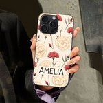 Gepersonaliseerde stijlvolle Retro Geboorte Bloem Telefoon Case voor iPhone met Naam Verjaardag Moederdag Gift voor Vriendin Familie