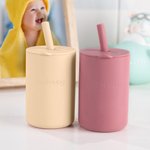 Personalized Baby Silicone Cups with Straw and Lid Training Sippy Cups Toddler Gift