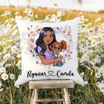 Guirnalda de corazones personalizada Mamá de dibujos animados y 1-2 niños Funda de cojín suave con nombres Decoración del hogar Regalo del Día de la Madre para mamá