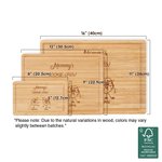 Tabla de cortar embutidos de bambú FSC personalizada y grabada con 1 a 8 nombres y ranura para zumo Regalo de cumpleaños del Día de la Madre para mamá abuela