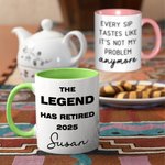 Personalized Multicolor Floral Retirement Themed 11 oz 15 oz Ceramic Mug with Name and Year Retirement Gift for Friend Family
