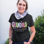 Gepersonaliseerd Kleurrijk Bloemen Alfabetten T-shirt Sweatshirt met Bijnaam en 1-12 Namen Moederdag Verjaardagscadeau voor Mamma Oma Familie