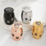 Personalizado Paw Print Pet Avatar Foto Mini Cenizas Urna con Nombre y Texto Cremación Memorial Simpatía Regalo para la Pérdida de Gato Perro