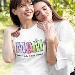 Gepersonaliseerd Kleurrijk Bloemen Alfabetten T-shirt Sweatshirt met Bijnaam en 1-12 Namen Moederdag Verjaardagscadeau voor Mamma Oma Familie