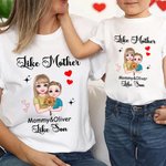 T-shirt personnalisé Like Mother like Daughter Son Cartoon Mother and Child 100% Cotton T-shirt with Names Mother's Day Birthday Gift for Kid Mom