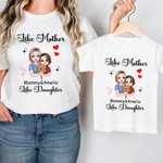 T-shirt personnalisé Like Mother like Daughter Son Cartoon Mother and Child 100% Cotton T-shirt with Names Mother's Day Birthday Gift for Kid Mom