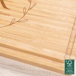 Personalised Wreath Initial FSC Bamboo Cutting Board with Juice Groove Housewarming Wedding Gift for Family Couple