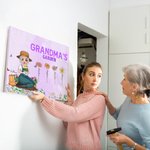 Personalisierte Cartoon Charakter Geburt Blumengarten Poster rahmenlose gerahmte Malerei mit 1-12 Namen Home Decor Muttertag Geschenk für Mama Oma
