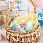 Huevo de Pascua Jumbo Personalizado con Diseño de Lunares y Nombre Caja de Caramelos para Niños