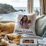 Guirnalda de corazones personalizada Mamá de dibujos animados y 1-2 niños Funda de cojín suave con nombres Decoración del hogar Regalo del Día de la Madre para mamá