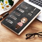 Personalised Retro Bible Verse Cartoon Character A5 Notebook with 100 Lined Pages and Name Birthday Religious Baptism Gift for Christians Family