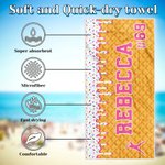 Toalla de playa de secado rápido personalizada con nombre Accesorio de vacaciones de verano Regalo de cumpleaños para mamá amante del béisbol