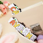 Personalized Bunny Carrot Doodle Name Magnetic Bookmark Clip Reading Stationery Supplies Back to School Easter Gift for Bookworms Boys Girls