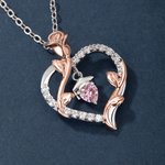 Personalized Dainty Grad Cap Zircon Rose Heart Necklace with Birthstone Valentine's Day Graduation Birthday  Gift for Women Graduates