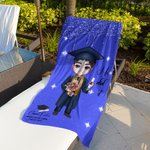 Personalisierte Grad Cap Cartoon Graduate Oversized Quick Dry Strandtuch mit Namen Beach Pool Party Graduation Keepsake Geschenk für Männer Frauen