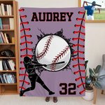 Personalised Play Baseball Design Soft Throw Blanket with Name and Number Home Decor Birthday Gift for Baseball Lovers
