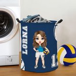 Personalised Ball Sport Cartoon Character Large Name Collapsible Laundry Storage Basket with Handle Housewarming Birthday Gift for Sports Lover