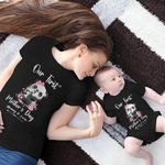 Camiseta personalizada Día de la Madre Nuestro Primer Bebé Conjunto de body con panda de flores y nombres Regalo del Día de la Madre para la nueva mamá Bebé