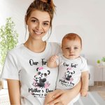 Camiseta personalizada Día de la Madre Nuestro Primer Bebé Conjunto de body con panda de flores y nombres Regalo del Día de la Madre para la nueva mamá Bebé