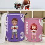 Personalised Ball Sport Cartoon Character Large Name Collapsible Laundry Storage Basket with Handle Housewarming Birthday Gift for Sports Lover