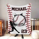 Personalised Play Baseball Design Soft Throw Blanket with Name and Number Home Decor Birthday Gift for Baseball Lovers
