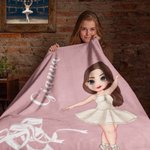 Personalized Catoon Ballet Character Soft Throw Blanket with Name Housewarming Birthday Gift for Women Ballet Lover
