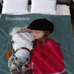 Personalised Multicolor Watercolor Style Horse Photo Soft Throw Blanket with Name Home Decor Birthday Equestrian Keepsake Gift for Horse Enthusiasts