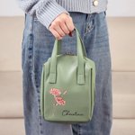 Personalised Birth Flower Name Portable PU Leather Makeup Bag with Handle and Multiple Compartments Travel Accessories Birthday Gift for Women Girls