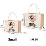 Personalisiertes Tote Bag Jute-Tasche Herzfömiger Kranz Cartoon Mama und Kinder mit Namen Reisezubehör Muttertag Geburtstag Geschenk für Mama Damen