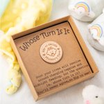 Personalized Flip to Decide Cute Baby Portrait Wooden Decision-Making Coin with Text Baby Shower Gift for New Parent