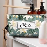 Gepersonaliseerd Retro Geboorte Bloem Cosmetisch Tasje Met Naam Reis Accessoires Moederdag Verjaardagscadeau voor Vrouwen Mam Oma