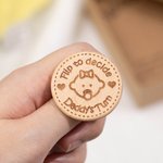 Personalized Flip to Decide Cute Baby Portrait Wooden Decision-Making Coin with Text Baby Shower Gift for New Parent